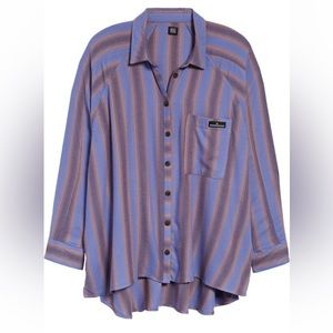 BDG Urban Outfitters Brendan Stripe Flannel shirt, purple, medium